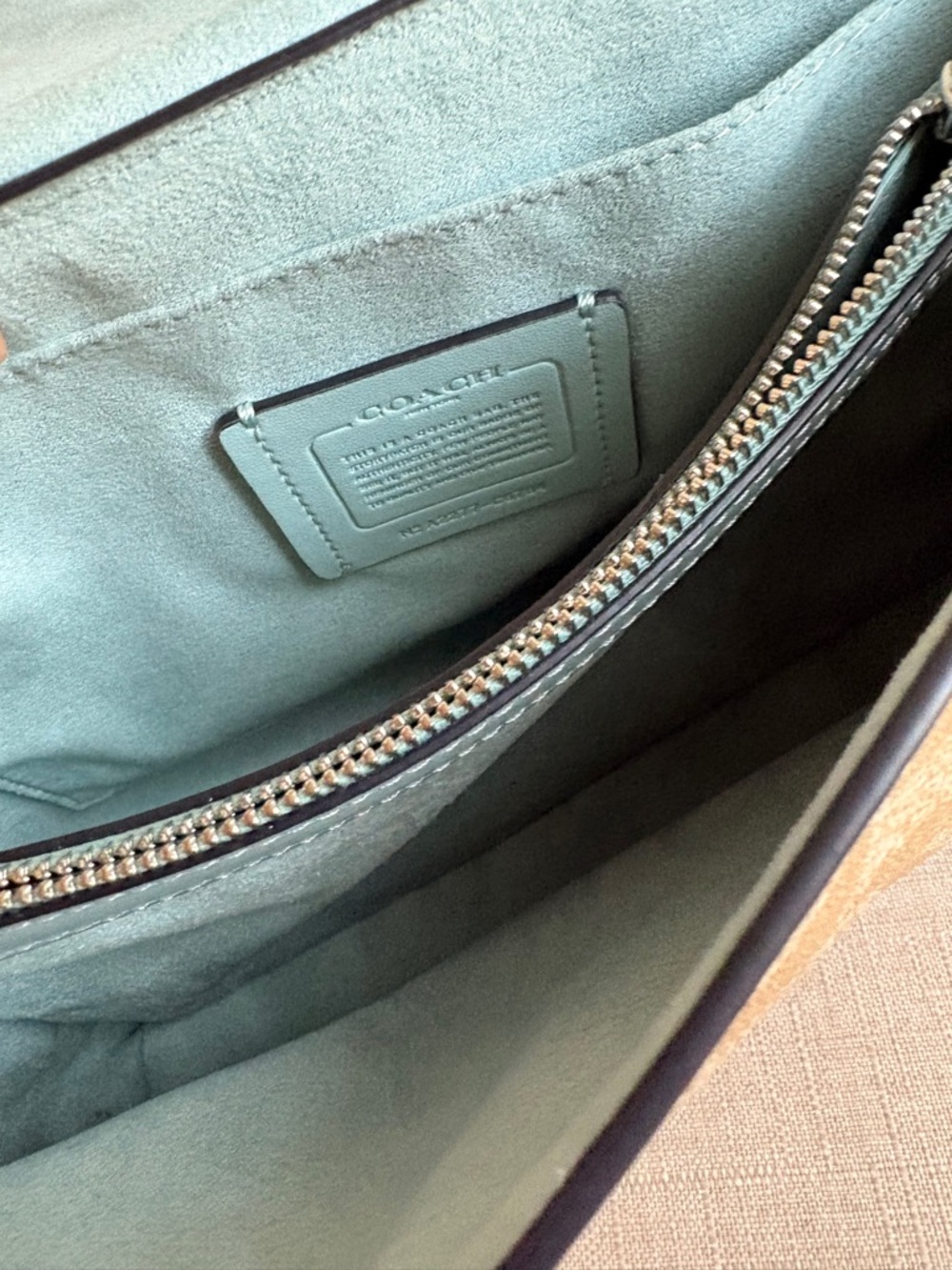 Coach Signature Canvas Crossbody with Light Blue Leather Trim and Wallet - Picture 4 of 6
